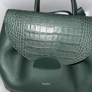Polene large bag numero 1.  Edition trio green crocodile.Dust bag included